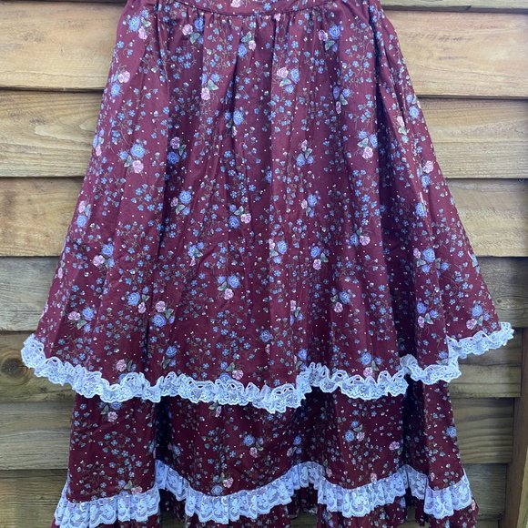 Gunne Sax Jessica's Gunnies maroon skirt - Picture 9 of 10